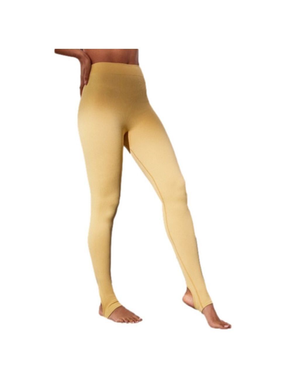 PrettyLittleThing Mustard Yellow Ribbed Stirrup Leggings Stretch Size Medium